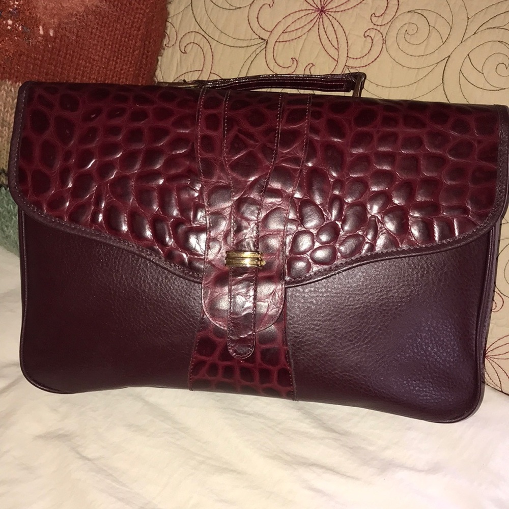 New old stock leather and moc croc briefcase